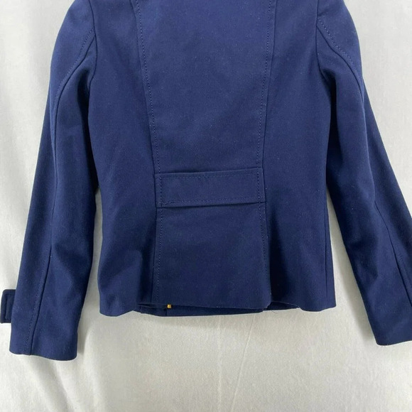 H&M Divided Pea Coat Women Sz 6 Navy Blue Collared Double Breasted Button Pocket - Picture 9 of 12